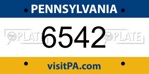 6542 Pennsylvania License Plate