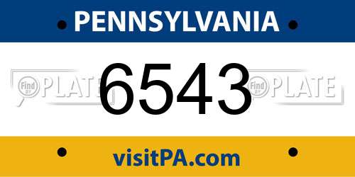 6543 Pennsylvania License Plate