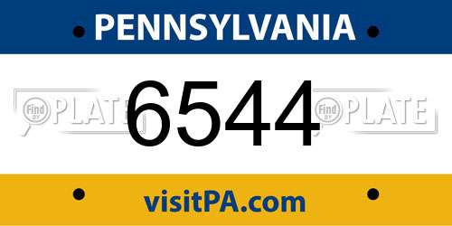 6544 Pennsylvania License Plate