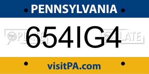 654IG4 Pennsylvania License Plate