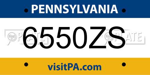 6550ZS Pennsylvania License Plate