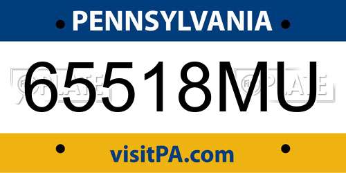 65518MU Pennsylvania License Plate