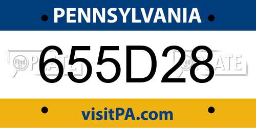 655D28 Pennsylvania License Plate