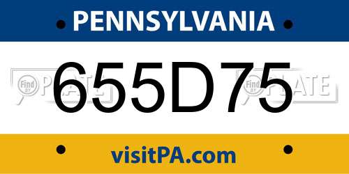 655D75 Pennsylvania License Plate