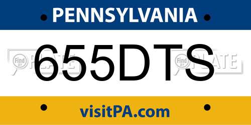 655DTS Pennsylvania License Plate