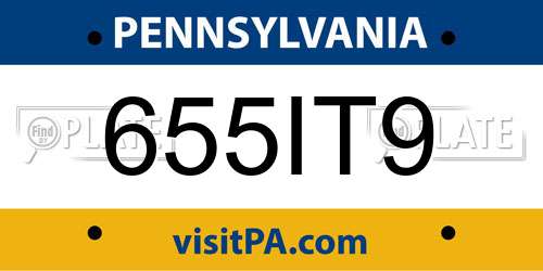 655IT9 Pennsylvania License Plate
