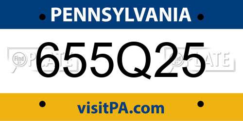 655Q25 Pennsylvania License Plate