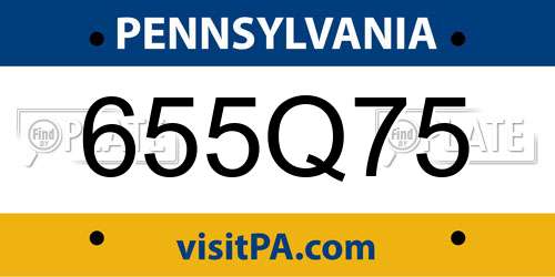 655Q75 Pennsylvania License Plate