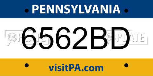 6562BD Pennsylvania License Plate
