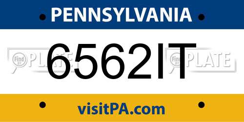 6562IT Pennsylvania License Plate