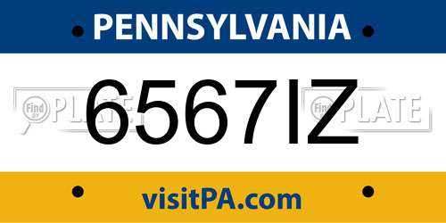 6567IZ Pennsylvania License Plate