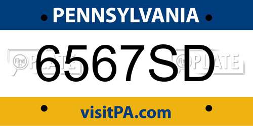 6567SD Pennsylvania License Plate