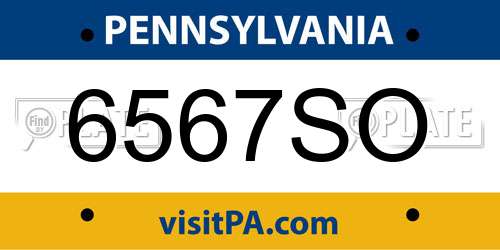 6567SO Pennsylvania License Plate