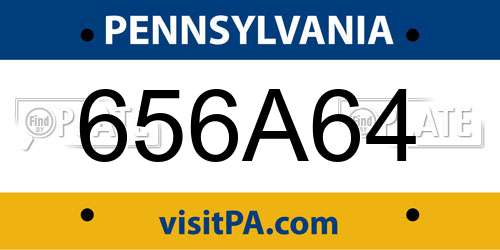 656A64 Pennsylvania License Plate