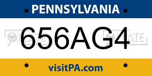 656AG4 Pennsylvania License Plate