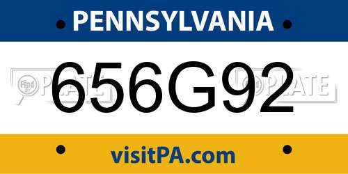 656G92 Pennsylvania License Plate