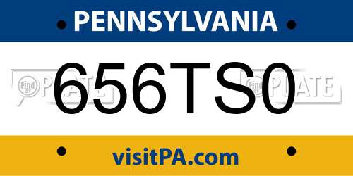 656TS0 Pennsylvania License Plate