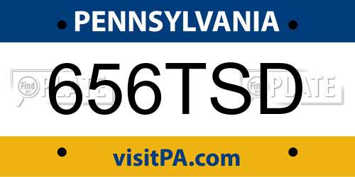 656TSD Pennsylvania License Plate
