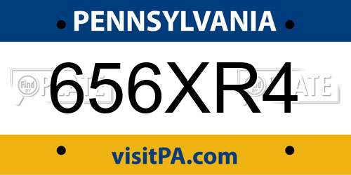 656XR4 Pennsylvania License Plate