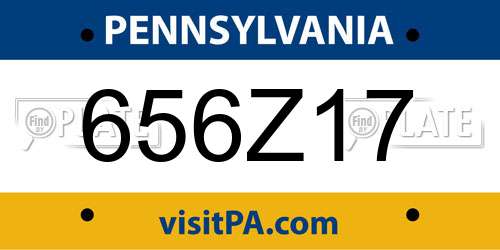 656Z17 Pennsylvania License Plate
