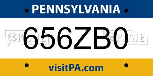 656ZB0 Pennsylvania License Plate