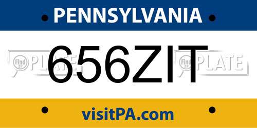 656ZIT Pennsylvania License Plate