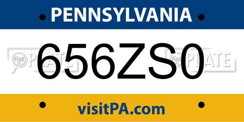 656ZS0 Pennsylvania License Plate