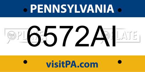 6572AI Pennsylvania License Plate