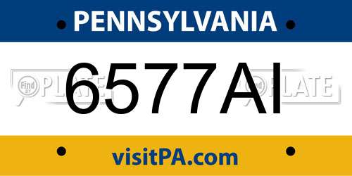 6577AI Pennsylvania License Plate