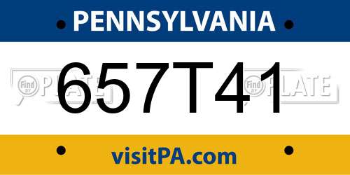 657T41 Pennsylvania License Plate