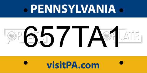 657TA1 Pennsylvania License Plate