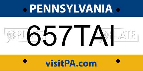 657TAI Pennsylvania License Plate