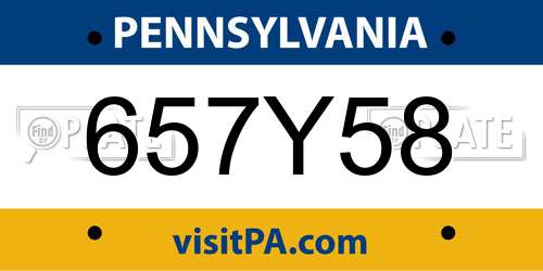 657Y58 Pennsylvania License Plate