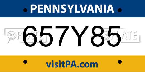 657Y85 Pennsylvania License Plate