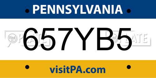 657YB5 Pennsylvania License Plate