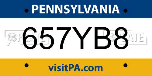 657YB8 Pennsylvania License Plate