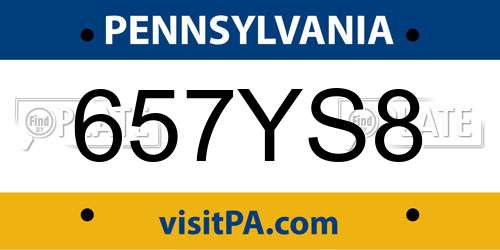 657YS8 Pennsylvania License Plate