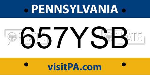 657YSB Pennsylvania License Plate