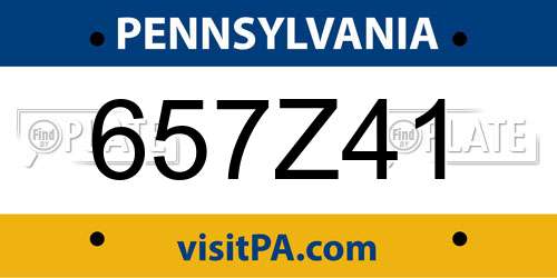 657Z41 Pennsylvania License Plate