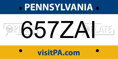 657ZAI Pennsylvania License Plate