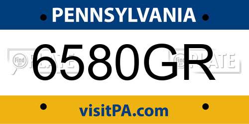 6580GR Pennsylvania License Plate
