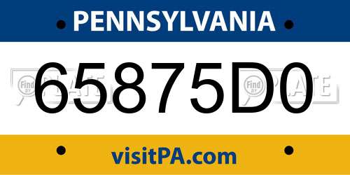 65875D0 Pennsylvania License Plate