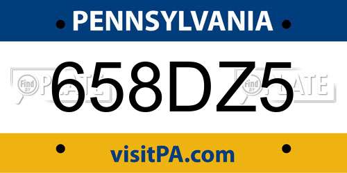 658DZ5 Pennsylvania License Plate