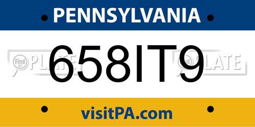 658IT9 Pennsylvania License Plate