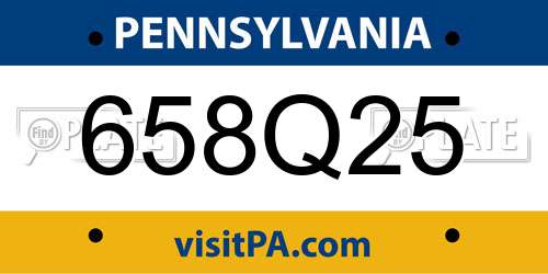 658Q25 Pennsylvania License Plate