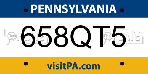 658QT5 Pennsylvania License Plate