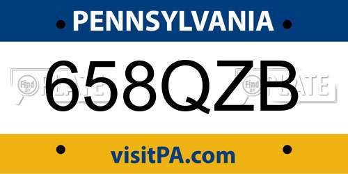 658QZB Pennsylvania License Plate