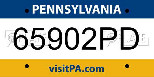 65902PD Pennsylvania License Plate