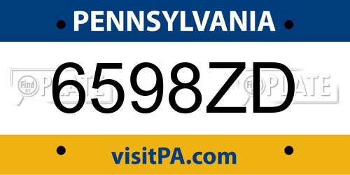 6598ZD Pennsylvania License Plate