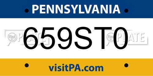659ST0 Pennsylvania License Plate